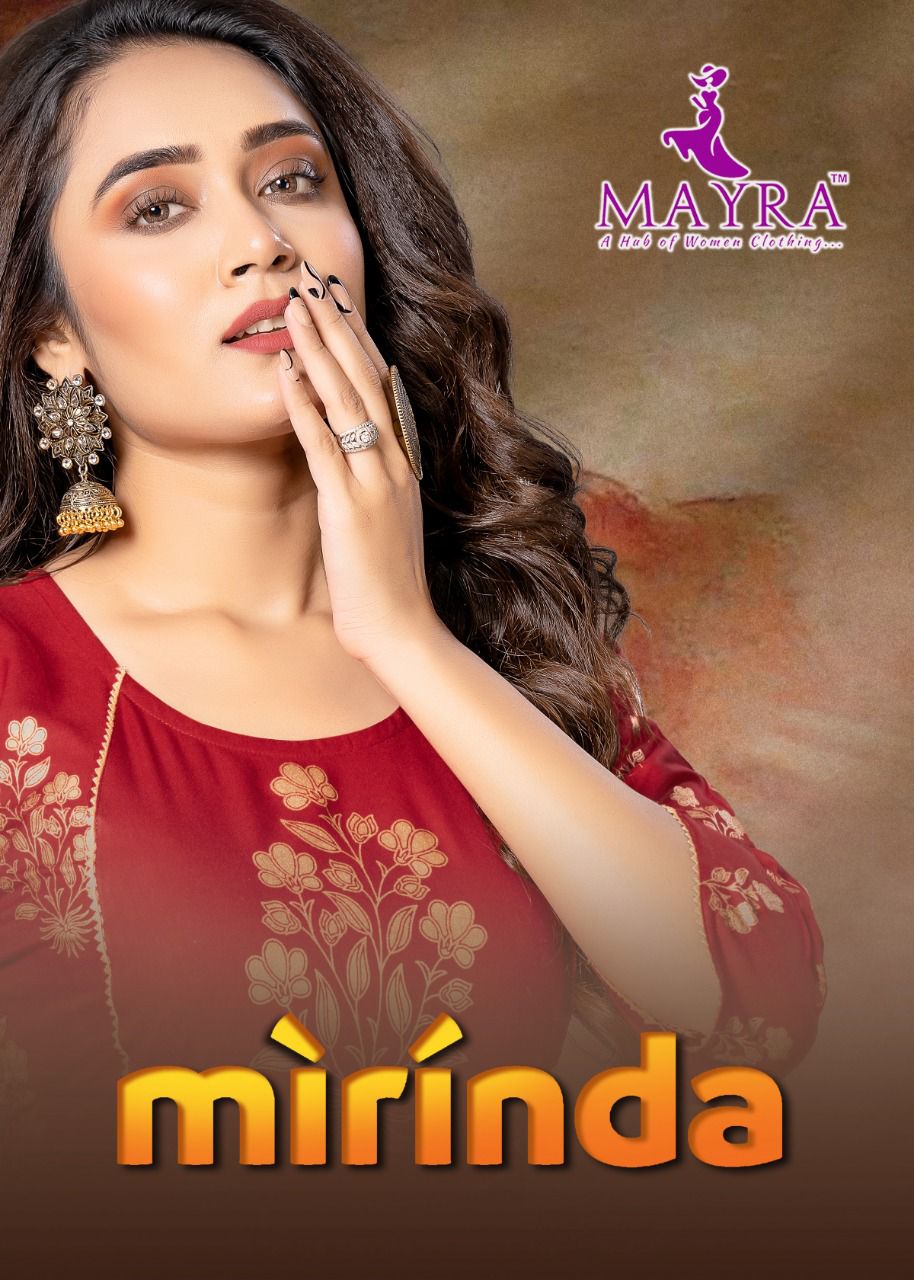 Mayra Mirinda Rayon Printed Ethnic Wear Anarakli Kurti Collection